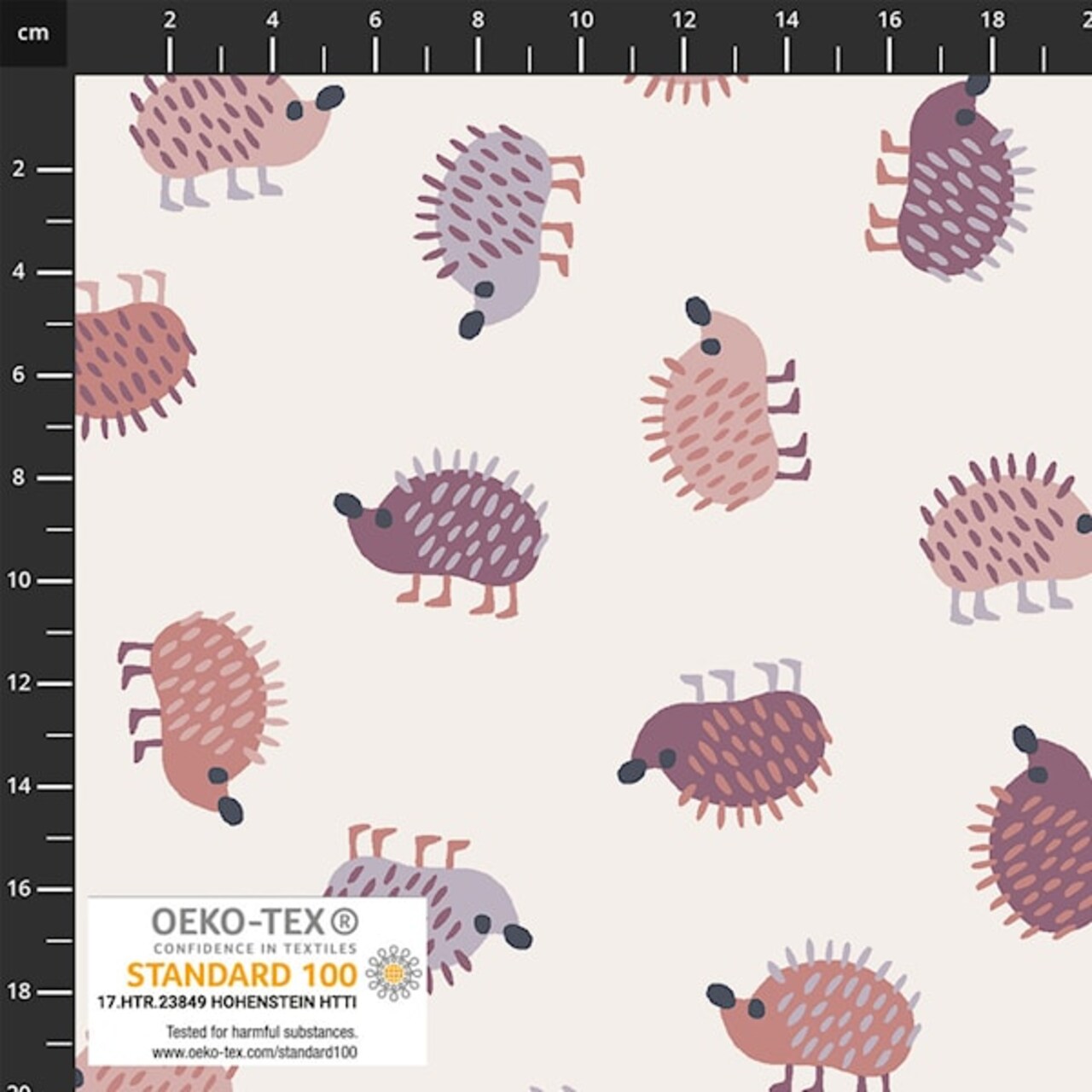 Fabric Stof Beige Hedgehogs AVALANA Jersey by the Quarter Yard 19-1421